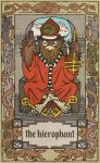  anthro avian beak bird border card chair clothing cloud crossed_legs english_text fortune_telling green_eyes hat headwear inside looking_at_viewer musorok owl robe sitting tarot tarot_card text throne 