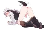  1boy animal_ears anus ass ass_focus blush dog_boy dog_ears dog_tail embarrassed erection fire_emblem fire_emblem_if flannel_(fire_emblem_if) looking_at_viewer looking_back male_focus penis pointy_ears presenting tail tail_wagging testicles 