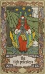  big_ears blue_eyes card chiropteran claws clothed clothing english_text female fortune_telling fur green_nose looking_at_viewer mammal membranous_wings musorok night outside pillars robe scroll sitting sky tarot tarot_card text water wings 