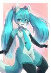  2019 anthro black_fur blue_eyes blue_fur blush breasts canid canine cute_fangs featureless_breasts featureless_crotch female fox fur fur_markings hair hair_ribbon hatsune_miku hi_res long_hair looking_at_viewer mammal markings necktie open_mouth pigtails ribbons shiitakemeshi shirt_collar solo vocaloid white_fur 