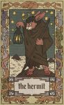  anthro black_eyes black_hair border card clothed clothing cloud english_text fortune_telling frengers_(character) fur hair lagomorph lantern mammal musorok outside pink_fur pink_nose rabbit robe sky standing star starry_sky stick tarot tarot_card text 