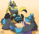  anthro breasts cowgirl_position duo erection featureless_breasts female hi_res legendary_pok&eacute;mon lucario male male/female nintendo on_top open_mouth penetration pok&eacute;mon pok&eacute;mon_(species) pussy sex smile tattoorexy tongue tongue_out vaginal vaginal_penetration video_games zeraora 