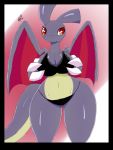  2019 anthro artesjsc big_breasts big_tail breasts charizard claws clothed clothing digital_media_(artwork) dragon female hand_on_breast long_tail mammal nintendo pok&eacute;mon pok&eacute;mon_(species) red_eyes shiny_pok&eacute;mon solo thick_thighs underwear video_games wide_hips wings 
