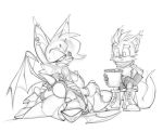  big_breasts bigdad blush breasts facesitting female female/female food hair hair_over_eye male miles_prower monochrome oral popcorn rouge_the_bat selfcest sonic_(series) square_crossover voyeur wings 
