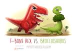  brachiosaurid brachiosaurus broccoli cryptid-creations dinosaur duo food food_creature meat plant reptile sauropod scalie theropod tree tyrannosaurid tyrannosaurus tyrannosaurus_rex vegetable 