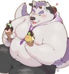  anthro behemoth_(housamo) bottomwear clothed clothing hair hi_res icecleam male nipples overweight purple_hair quanjiang solo tokyo_afterschool_summoners video_games 