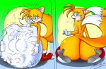  abdominal_bulge anthro belly big_belly big_breasts big_butt blush breasts butt butt_expansion canid canine clothing female female_prey footwear fox girly gloves high_heels huge_butt looking_at_viewer male male_pred mammal miles_prower multi_tail natsumemetalsonic open_mouth shoes sonic_(series) vore 