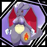  1:1 2019 anthro artesjsc big_breasts big_tail breasts charizard claws digital_media_(artwork) dragon fangs female fire long_tail mammal nintendo nipples nude pok&eacute;mon pok&eacute;mon_(species) pussy red_eyes shiny_pok&eacute;mon solo thick_thighs video_games wide_hips wings 