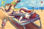  ?! anthro beach canid canine canis clothed clothing duo erection felid hi_res humanoid_penis lion lying male male/male mammal nude on_front pantherine penis reymon_comander seaside spanking sport sunbathing volleyball wolf 