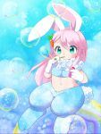  2019 absurd_res anthro blue_fur blush breasts bubble carrot clothed clothing digital_media_(artwork) dovey_quill female food fur gloves green_eyes hair hi_res kemoribbon lagomorph leporid mammal multicolored_fur paws plant rabbit small_breasts solo usawa_fuwakaru vegetable white_fur 