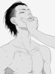  dark_hair face_grab monochrome otabek_altin tagme 