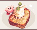  amedama_(akaki_4207) black_eyes blush food food_request ice_cream kirby kirby_(series) leaf nintendo no_humans no_nose open_mouth plate star 