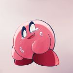  amedama_(akaki_4207) crying crying_with_eyes_open fang gradient gradient_background grey_background kirby kirby_(series) nintendo no_humans open_mouth smile tears 