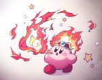  amedama_(akaki_4207) black_eyes blush breathing_fire circlet copy_ability fiery_hair fire flame gradient gradient_background kirby kirby_(series) nintendo no_humans no_nose open_mouth star 