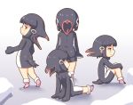  2017 ad&eacute;lie_penguin_(kemono_friends) amber_eyes animal_humanoid arm_support avian avian_humanoid biped black_hair black_tail blush butt clothing digital_drawing_(artwork) digital_media_(artwork) dress feathers female footwear front_view frown group hair hair_accessory half-closed_eyes holding_legs humanoid ice japanese kemono_friends leaning leaning_back legwear light light_skin lighting looking_back mittens multicolored_hair penguin_humanoid pink_hair rear_view shadow shoes side_view simple_background sitting socks square_crossover standing tail_feathers tan_skin two_tone_hair vita_minmi white_background 