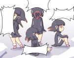  2017 ad&eacute;lie_penguin_(kemono_friends) amber_eyes animal_humanoid arm_support avian avian_humanoid biped black_hair black_tail blush butt clothing digital_drawing_(artwork) digital_media_(artwork) dress feathers female footwear front_view frown group hair hair_accessory half-closed_eyes holding_legs humanoid ice japanese kemono_friends leaning leaning_back legwear light light_skin lighting looking_back mittens multicolored_hair penguin_humanoid pink_hair rear_view shadow shoes side_view simple_background sitting socks speech_bubble square_crossover standing tail_feathers tan_skin two_tone_hair vita_minmi white_background 
