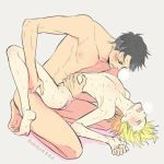  age_difference blonde_hair dark_hair kneeling otabek_altin plisetsky_yurio sex 