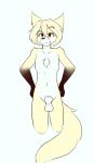  2019 animal_genitalia animated anthro balls biped black_nose breasts canid canine canine_genitalia canis chest_tuft clovis_(twokinds) digital_media_(artwork) eyebrows eyelashes female fox front_view fully_sheathed fur gender_transformation hair hi_res hybrid loop male mammal medium_breasts sequence sheath simple_background slideshow solo standing transformation tuft twokinds webcomic white_background wolf wolfie-pawz 