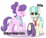  2019 coco_pommel_(mlp) cutie_mark duo earth_pony english_text equid equine female feral friendship_is_magic hair hankofficer horse mammal multicolored_hair my_little_pony pony sad suri_polomare_(mlp) text tired two_tone_hair 