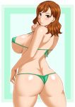  1girl ass blush breasts brown_hair huge_breasts image_sample looking_back pixiv_sample smile solo tomite 