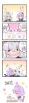  &gt;_&lt; 2girls 4koma :d :o ahoge animal_ears animal_hood antenna_hair bangs black_jacket blue_flower blush braid bunny_ears bunny_hood chair character_name closed_mouth comic commentary_request cup desk eighth_note eyebrows_visible_through_hair eyes_closed fake_animal_ears flower flying_sweatdrops food hair_between_eyes hair_ornament highres holding holding_food hood hood_down hooded_jacket jacket kizuna_akari long_hair long_sleeves low_twintails milkpanda multiple_girls musical_note nose_blush on_chair open_mouth pink_flower pink_sweater popsicle profile purple_flower silver_hair sitting sleeves_past_fingers sleeves_past_wrists smile surprised sweater teardrop tears translation_request trembling twin_braids twintails vocaloid voiceroid wavy_mouth yellow_flower yuzuki_yukari 