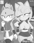  2019 absurd_res amy_rose anthro areola blaze_the_cat blush breasts clothing digital_media_(artwork) eulipotyphlan eyelashes felid feline female fur gloves green_eyes hedgehog hi_res mammal nipples purple_fur senpailove smile sonic_(series) thick_thighs 