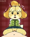  animal_crossing anthro canid canine canis cowgirl_position domestic_dog female first_person_view hi_res human human_on_anthro interspecies isabelle_(animal_crossing) looking_at_viewer male male/female mammal nintendo on_top penetration pussy revtilian sex shih_tzu toy_dog vaginal vaginal_penetration video_games 