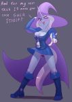  2019 abdominal_bulge absurd_res anthro anthrofied blush boots bottomwear breasts chrysalisdraws cleavage clothed clothing dialogue dildo english_text equid female footwear friendship_is_magic hi_res horn mammal my_little_pony penetration pussy sex_toy skirt solo text trixie_(mlp) vaginal vaginal_penetration 