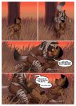  anthro clothed clothing comic dialogue dickgirl dickgirl/female duo english_text erection female hi_res humanoid_penis hyaenid intersex intersex/female mammal mosa outside penis spotted_hyena striped_hyena text undressing 