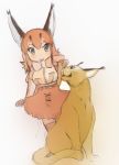 2018 5_fingers absolute_territory ambiguous_gender animal_humanoid armwear begging begging_pose biped black_hair black_highlights blue_eyes blush bottomwear bow_tie breasts caracal caracal_(genus) caracal_(kemono_friends) caracal_humanoid clothed clothing dress_shirt duo ear_fur elbow_gloves eye_contact eyebrows eyelashes felid felid_humanoid feline feline_humanoid female feral fist fully_clothed fur gloves guide_lines hair hair_highlights hair_markings hatching_(technique) humanoid iceeye_ena inner_ear_fluff japanese kemono_friends larger_female larger_humanoid leaning legwear light_skin long_ears long_tail looking_at_another looking_back mammal medium_breasts multicolored_hair orange_bottomwear orange_clothing orange_hair orange_skirt quadruped shirt simple_background sitting size_difference skirt slit_pupils smaller_ambiguous smaller_feral smile snout standing tan_fur tan_skin tan_tail thigh_highs topwear whiskers white_background white_clothing white_hair white_highlights white_shirt white_topwear 