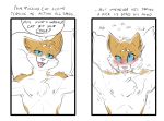  2019 anthro artbyyellowdog blep blue_eyes blush chest_tuft dialogue domestic_cat drooling english_text felid feline felis hi_res looking_at_viewer lying male mammal nipples on_back saliva solo suggestive text tongue tongue_out tuft 