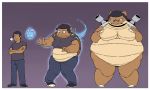  2018 annoyed anthro big_breasts black_hair blastoise breast_growth breasts clothing duo featureless_breasts female footwear gender_transformation hair hi_res human human_to_anthro jeans male mammal mtf_transformation nintendo nude obese overweight pants pok&eacute;mon pok&eacute;mon_(species) sequence shirt shoes short_hair simple_background solo_focus species_transformation spirit standing subakitsu surprise topwear torn_clothing transformation video_games weight_gain 