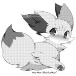  1:1 blush chikorita_moon dipstick_tail dithering female fennekin feral greyscale hi_res inner_ear_fluff looking_at_viewer looking_back monochrome multicolored_tail nintendo pawpads pok&eacute;mon pok&eacute;mon_(species) pussy snout solo video_games 