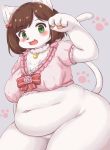  anthro belly blush breasts domestic_cat eigetsu featureless_crotch felid feline felis female green_eyes hi_res kemono mammal overweight overweight_female solo thick_thighs voluptuous wide_hips 