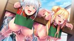  2girls areolae bent_over blonde_hair blush breasts censored cum cum_in_pussy cumdrip day drooling fiori_romertania fucked_silly game_cg green_eyes groin hanging_breasts huge_breasts lactation legs legs_apart long_hair milk mosaic_censoring multiple_girls nipples open_mouth orange_eyes original oshare_kyoushitsu outdoors panties panties_aside pillory public pussy remis_romertania saliva sex silver_hair sky tears thighs tongue tongue_out twintails underwear vaginal zettai_fukujuu_princess:_kijoku_kakumeiroku 