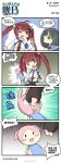  4koma armband azur_lane black_eyes black_hair chinese_text comic eyebrows_visible_through_hair fingerless_gloves fu_shun_(azur_lane) gloves green_eyes hair_ornament highres long_hair peppa_pig red_hair short_hair tai_yuan_(azur_lane) toucailao twintails 