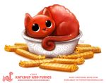  cryptid-creations domestic_cat felid feline felis food food_creature fries ketchup mammal 