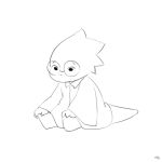  1:1 alphys animated anthro cub eyewear female glasses hi_res lab_coat lizard loop monochrome reptile scalie simple_background sitting solo undertale video_games white_background young yuyeon-kim 