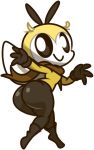  2019 anthro butt female looking_at_viewer nintendo pok&eacute;mon pok&eacute;mon_(species) ribombee simple_background smile solo video_games vilepluff white_background 