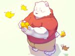  2016 4:3 anthro blush clothing fur hi_res hoodie humanoid_hands male mammal overweight overweight_male pants polar_bear quanjiang simple_background solo ursid ursine white_fur 