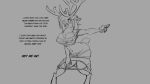  16:9 2018 4k absurd_res angry anthro antlers big_breasts breasts capreoline cervid clothing dialogue female grey_background hi_res hooves horn implied_transformation mammal monochrome navel nipples open_mouth pussy reindeer simple_background solo standing teats torn_clothing watsup 