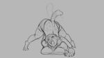  16:9 2018 anthro ass_up breasts cheetah clothed clothing eyes_closed felid feline female grey_background hair mammal masturbation mid_transformation monochrome open_mouth simple_background solo species_transformation torn_clothing transformation watsup 
