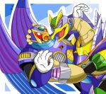  avian blush capcom couple_(disambiguation) hug machine male male/male megaman_x overdrive_ostrich reploid robot storm_eagle surprise video_games 