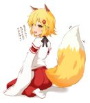  amber_eyes animal_humanoid black_fur blonde_hair blush canid canid_humanoid canine canine_humanoid clothing cute_fangs dipstick_ears dipstick_tail ear_tuft eyebrow_through_hair eyebrows female fox_humanoid fur glistening hair hair_ornament haori hi_res humanoid japanese_clothing kimura_matsuri kneeling legwear light_skin mammal multicolored_ears multicolored_tail open_mouth pink_tongue portrait raised_inner_eyebrows senko-san sewayaki_kitsune_no_senko-san simple_background socks solo tongue translucent translucent_hair tuft white_background white_fur yellow_fur young 