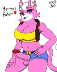  &lt;3 2019 anthro balls big_breasts big_penis breasts cleavage clothed clothing dickgirl domestic_cat erection felid feline felis hi_res humanoid_penis intersex katt_monroe looking_at_viewer mammal nintendo open_mouth penis pizzaozzy_(artist) simple_background solo star_fox video_games 