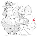  2019 4_fingers aimbot-jones anthro belly big_belly big_breasts boob_hat breast_rest breast_squish breasts charizard cleavage clothed clothing crop_top deep_navel dragon duo eyelashes fangs female fire footwear front_view gesture gym_shorts half-closed_eyes hi_res hug leotard mammal membranous_wings midriff navel nintendo no_irises overweight overweight_female pok&eacute;mon pok&eacute;mon_(species) scalie shirt shoes sketch smile snorlax standing summer_hat thick_thighs tongue tongue_out topwear v_sign valentina_(aimbot-jones) video_games wide_hips wings 
