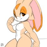  1:1 breasts cream_the_rabbit female lagomorph leporid looking_at_viewer mammal nipples nude rabbit simple_background smile solo sonic_(series) thick_thighs xylas 