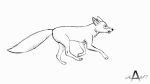 16:9 2d_animation absurd_res ambiguous_gender animated animator617 canid canine cheek_tuft feral fox hi_res inner_ear_fluff mammal monochrome open_mouth running scar simple_background solo tuft 