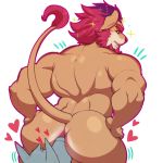  &lt;3 1:1 2019 ambiguous_gender anthro anthro_on_anthro anus beard biceps butt butt_sniffing duo facial_hair felid hair hi_res lion looking_back male male/ambiguous mammal marlon.cores muscular muscular_male nude pantherine red_hair simple_background sniffing sparkles white_background 