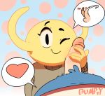 &lt;3 antlers blue_fur bumpty_(artist) cartoon_network clothing duo fairy felid feline fur gumball_watterson horn humanoid_penis looking_at_viewer mammal one_eye_closed penis penis_grab penny_fitzgerald seductive shirt smile sweater the_amazing_world_of_gumball topwear wink yellow_skin 